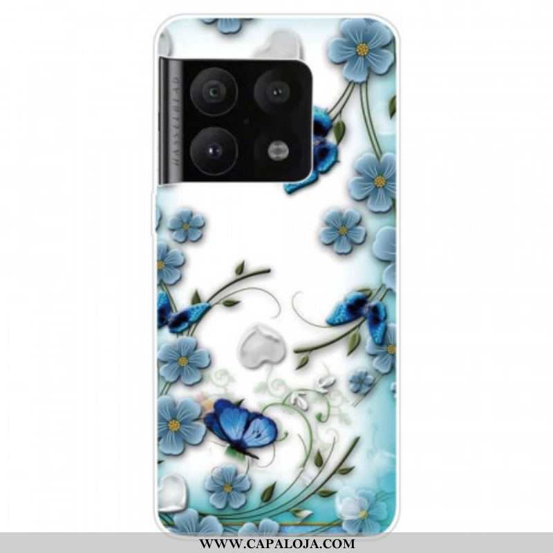 Capa Para OnePlus 10 Pro 5G Borboletas E Flores Retrô