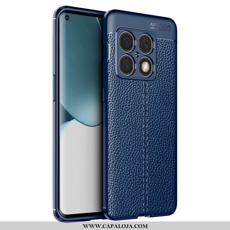 Capa Para OnePlus 10 Pro 5G Linha Dupla Efeito Couro Litchi