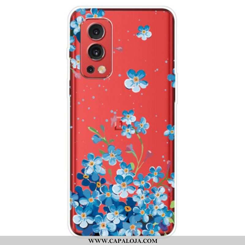 Capa Para OnePlus Nord 2 5G Flores Azuis