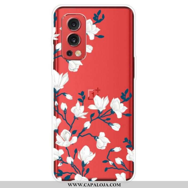 Capa Para OnePlus Nord 2 5G Flores Brancas