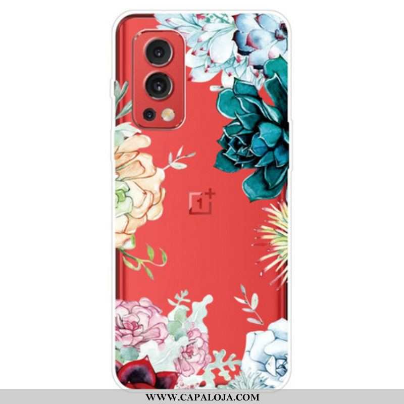 Capa Para OnePlus Nord 2 5G Flores Em Aquarela Sem Costura