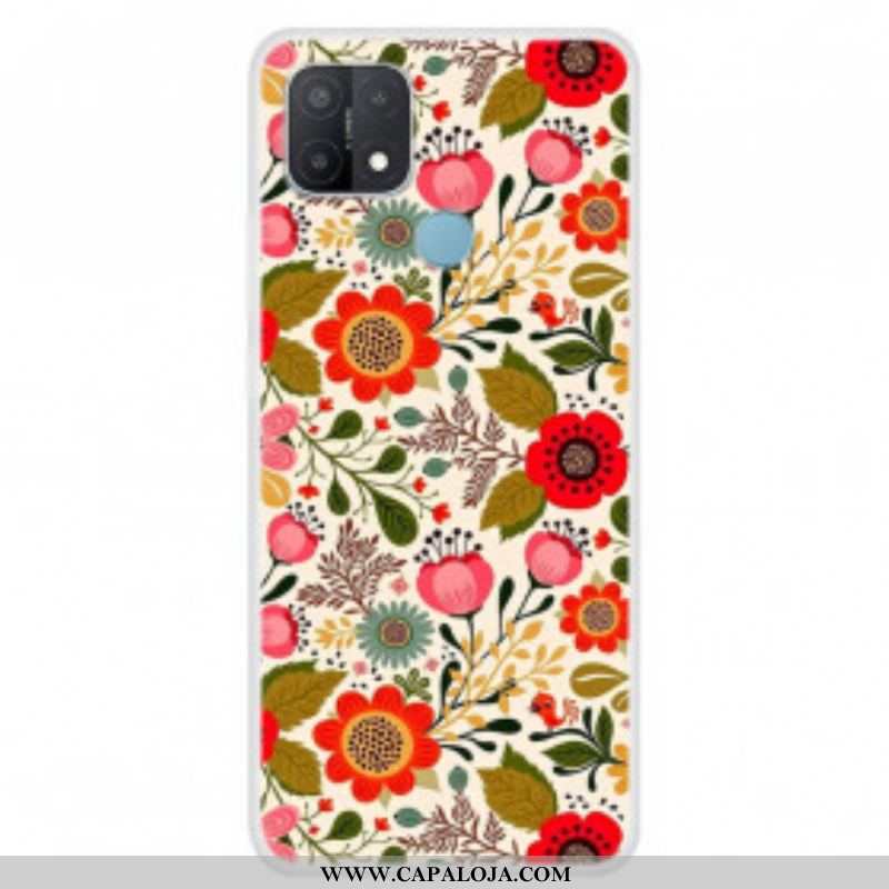 Capa Para Oppo A15 Tapeçaria Floral