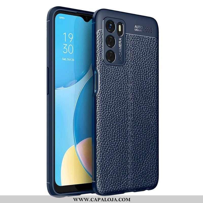 Capa Para Oppo A16 / A16s Linha Dupla Efeito Couro Litchi