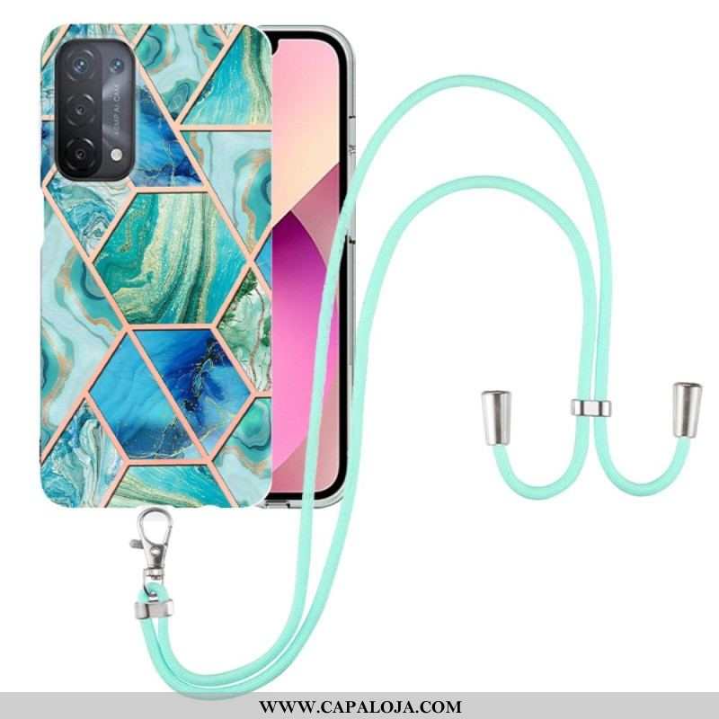 Capa Para Oppo A54 5G / A74 5G De celular Com Cordão De Mármore