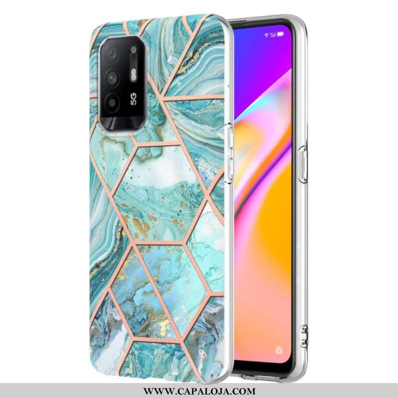 Capa Para Oppo A94 5G Mármore Geométrico Chamativo