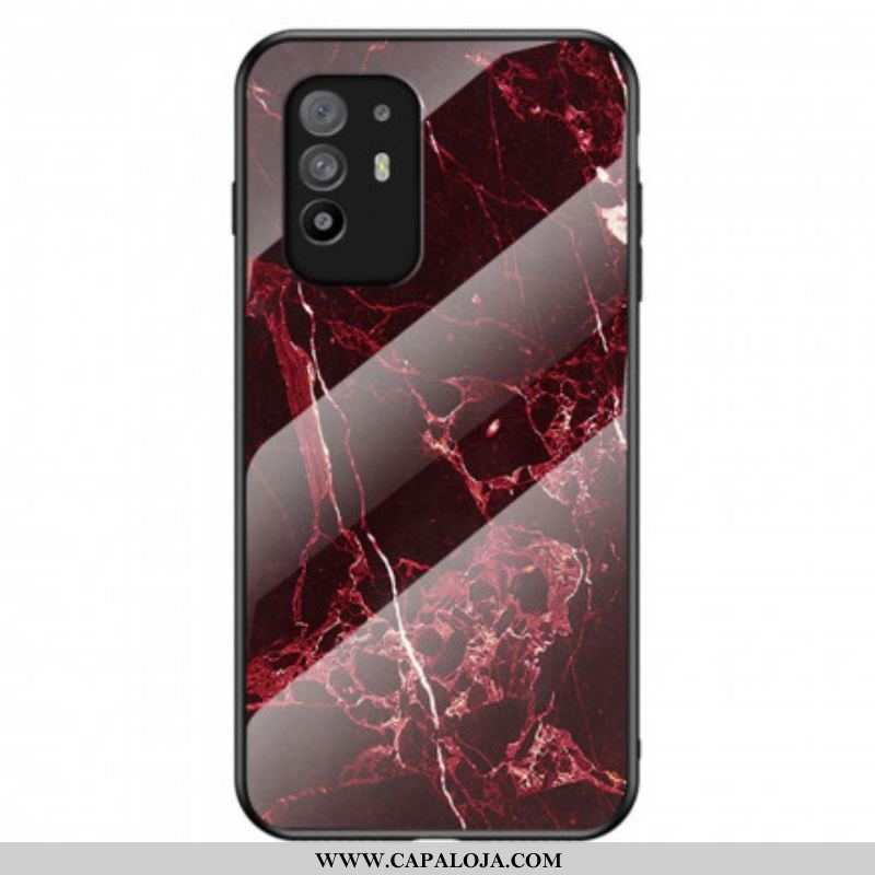 Capa Para Oppo A94 5G Vidro Temperado De Cores De Mármore