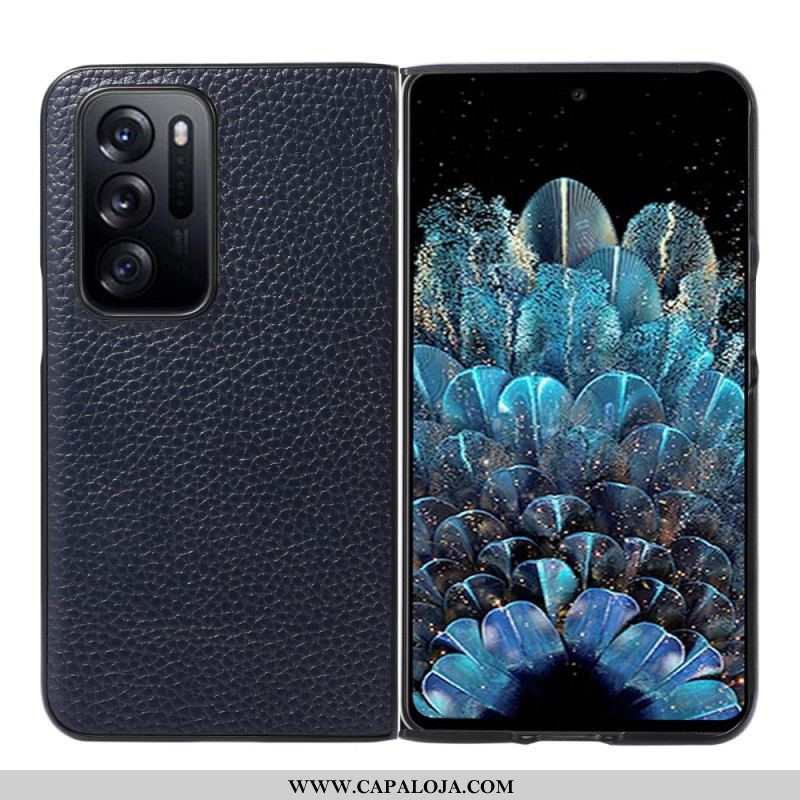 Capa Para Oppo Find N Design De Lichia De Couro Genuíno