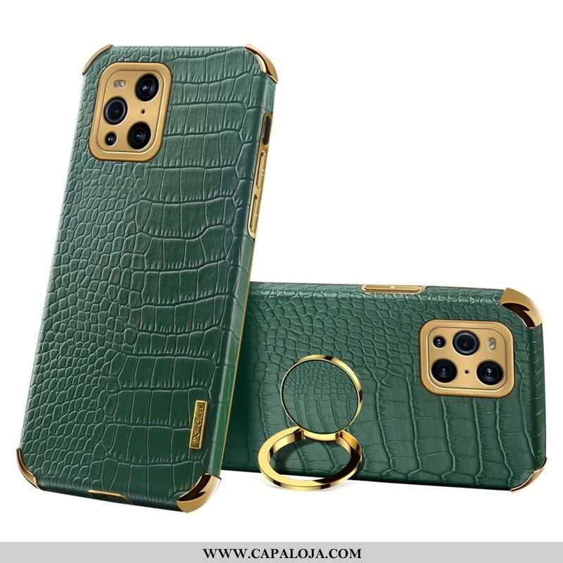 Capa Para Oppo Find X3 Pro Efeito Pele De Crocodilo X-case