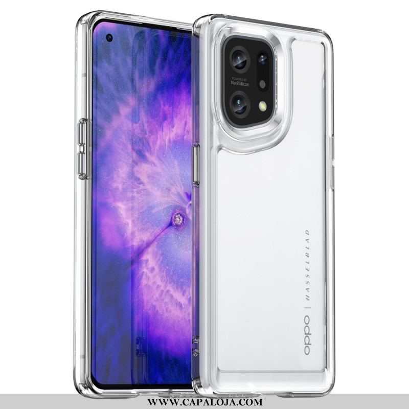 Capa Para Oppo Find X5 Bordas Coloridas Transparentes Híbridas