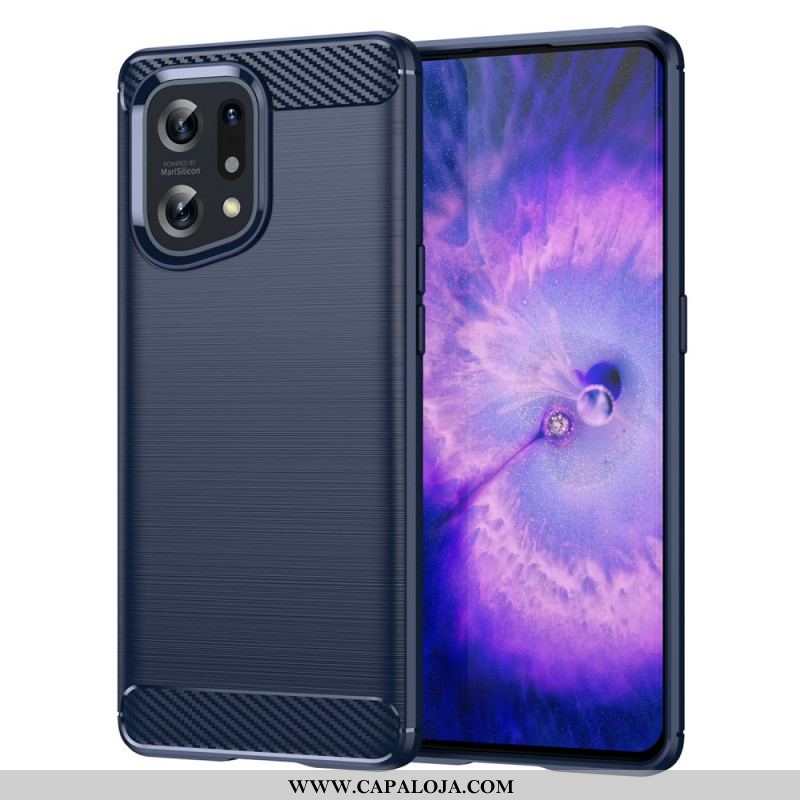 Capa Para Oppo Find X5 Fibra De Carbono Escovada