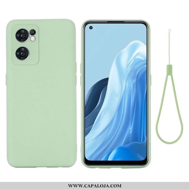 Capa Para Oppo Find X5 Lite Silicone Líquido Com Cordão