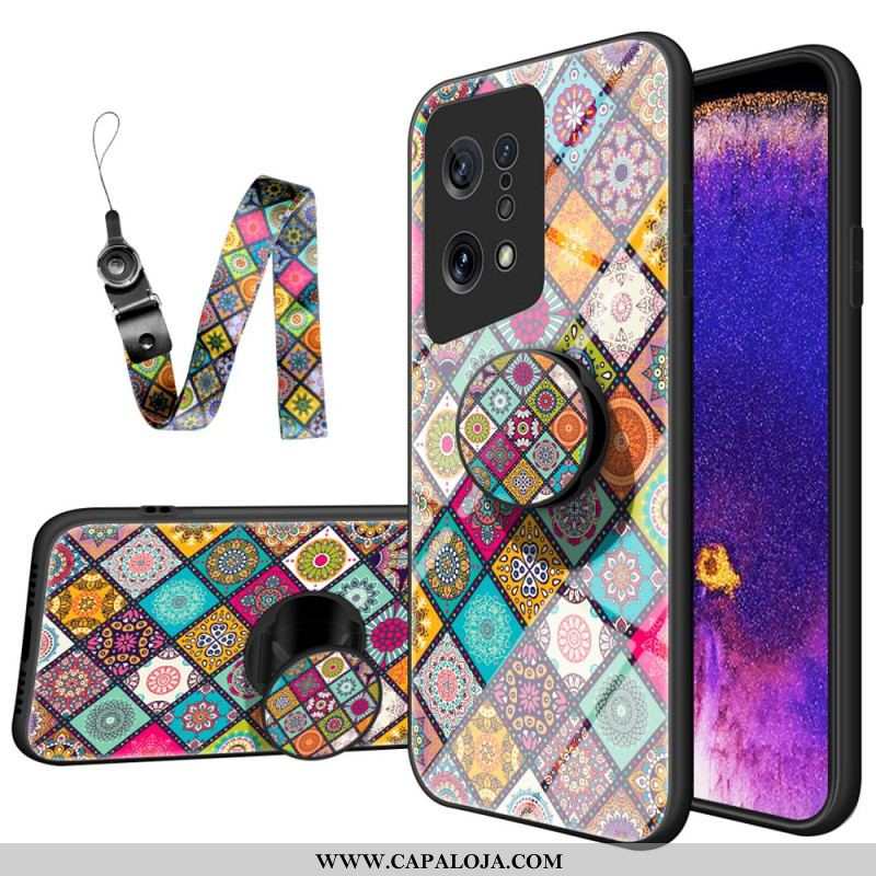 Capa Para Oppo Find X5 Suporte Magnético Patchwork