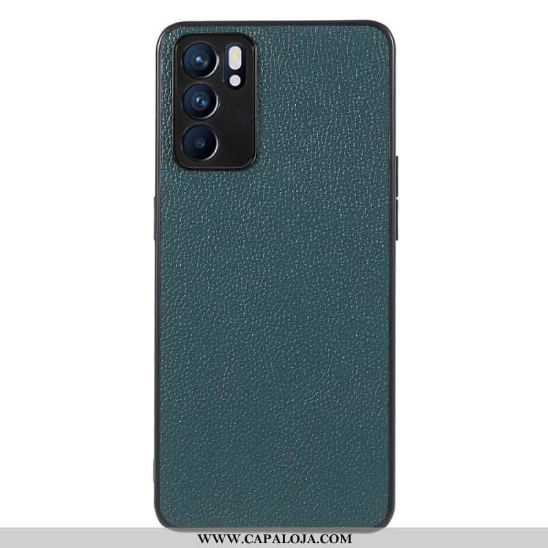 Capa Para Oppo Reno 6 5G Couro Lichia Genuíno