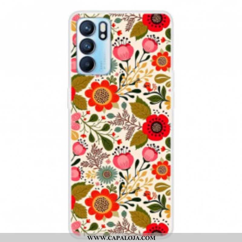 Capa Para Oppo Reno 6 5G Tapeçaria Floral