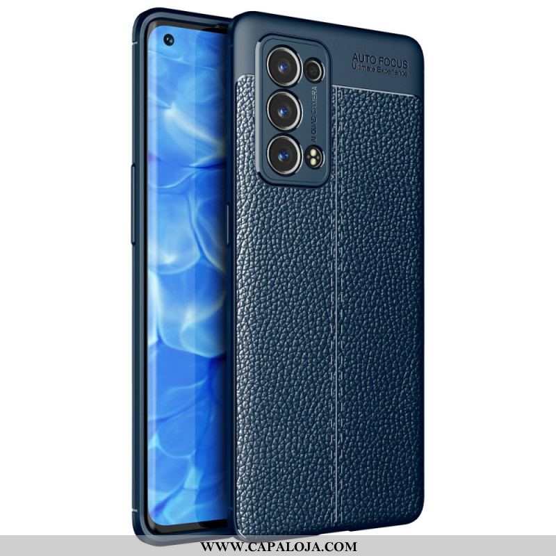 Capa Para Oppo Reno 6 Pro 5G Lichia Couro Linha Dupla