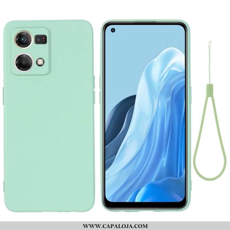 Capa Para Oppo Reno 7 Silicone Líquido Com Cordão