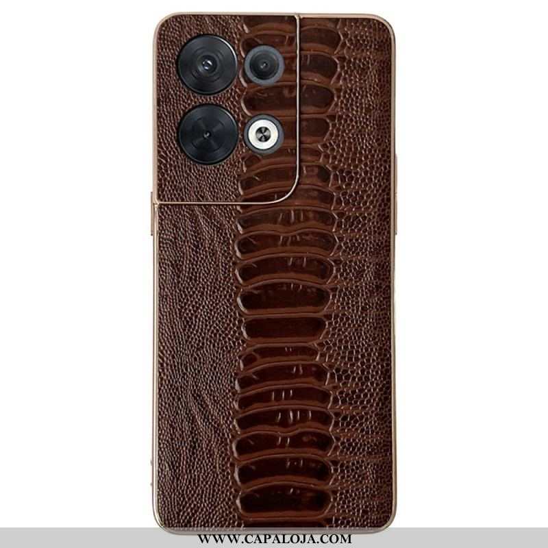 Capa Para Oppo Reno 8 Couro Genuíno Estilo Crocodilo