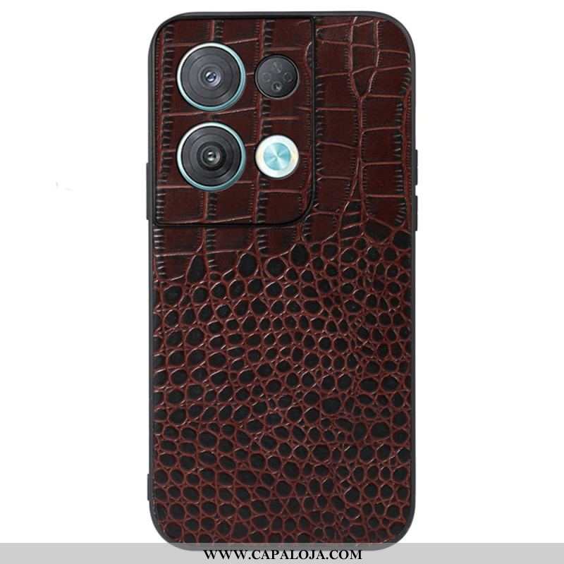 Capa Para Oppo Reno 8 Pro Couro Genuíno Com Textura De Crocodilo