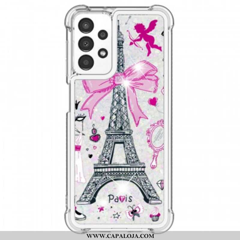 Capa Para Samsung Galaxy A13 As Lantejoulas Da Torre Eiffel