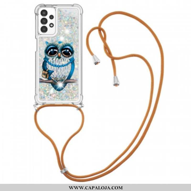 Capa Para Samsung Galaxy A13 De celular Cordão De Lantejoulas Miss Owl