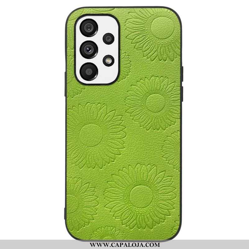 Capa Para Samsung Galaxy A13 Efeito Couro Floral