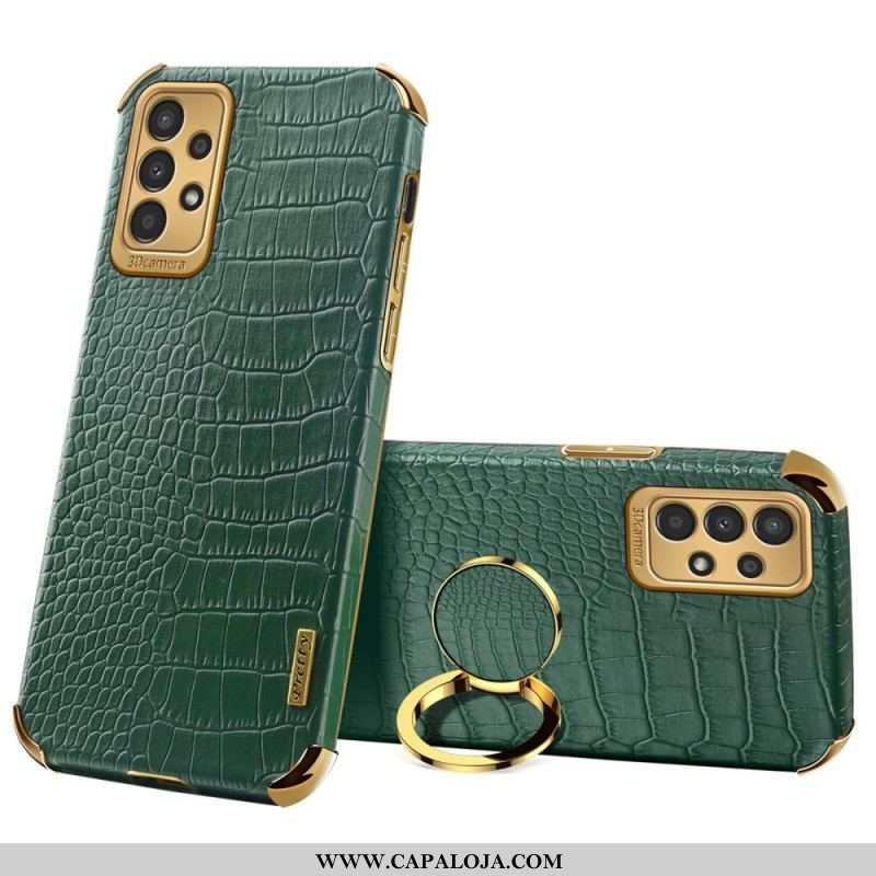 Capa Para Samsung Galaxy A13 Efeito Crocodilo Com Anel