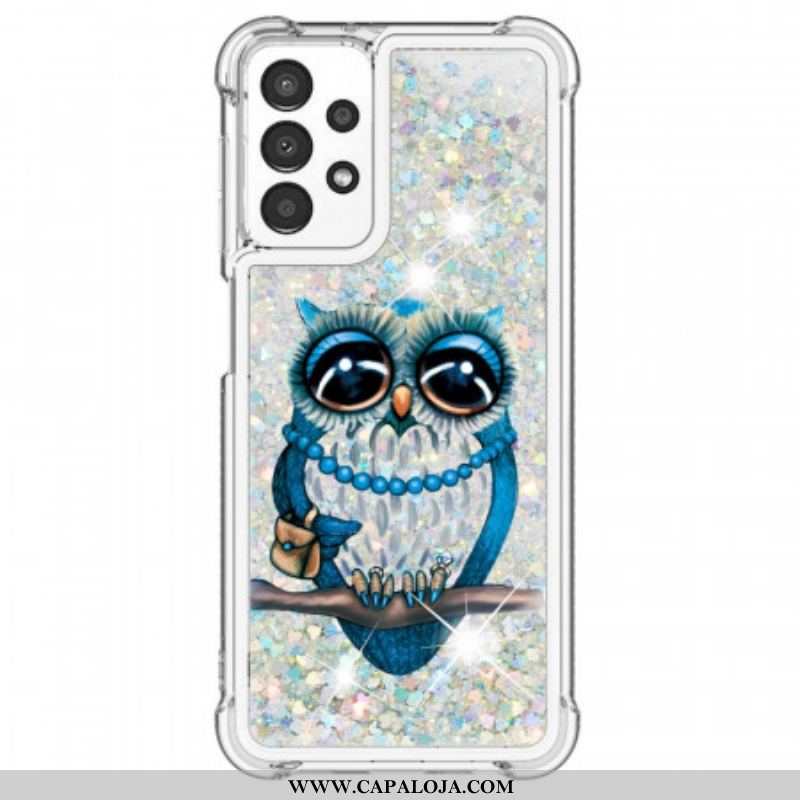 Capa Para Samsung Galaxy A13 Lantejoulas Miss Coruja