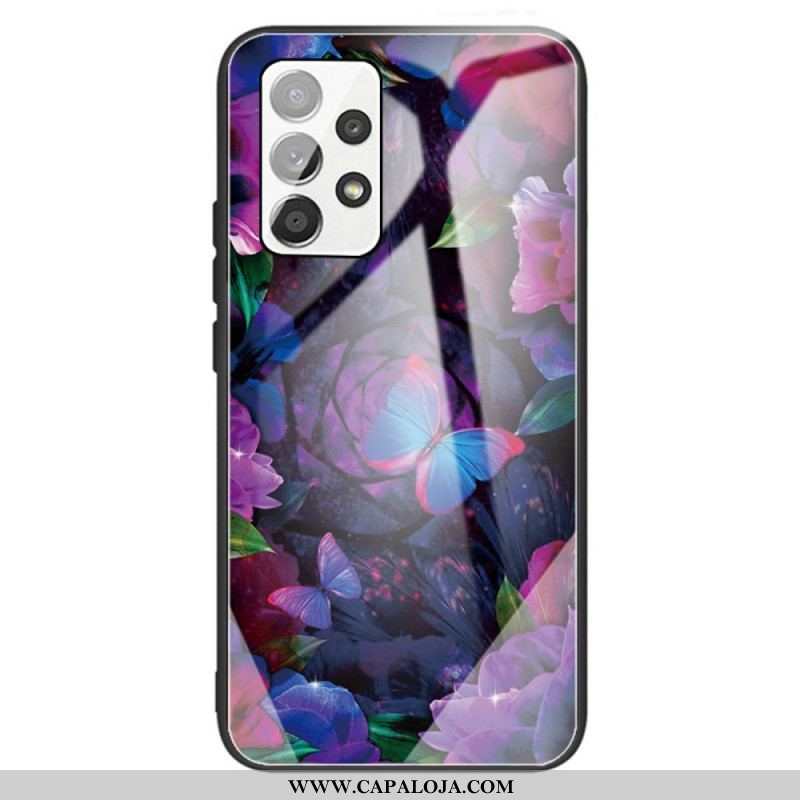 Capa Para Samsung Galaxy A13 Variação De Borboletas De Vidro Temperado