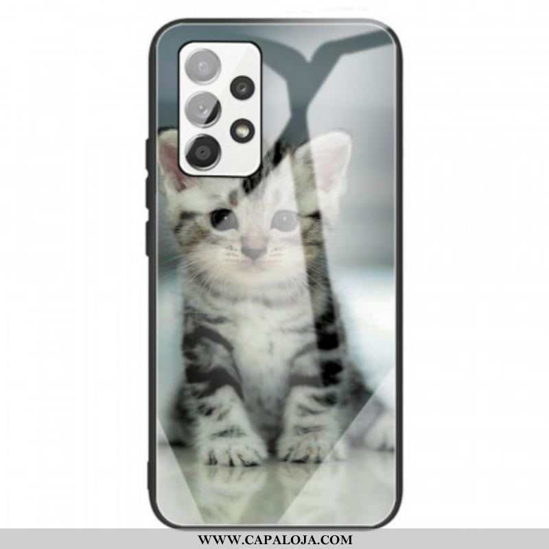 Capa Para Samsung Galaxy A13 Vidro Temperado Gatinho