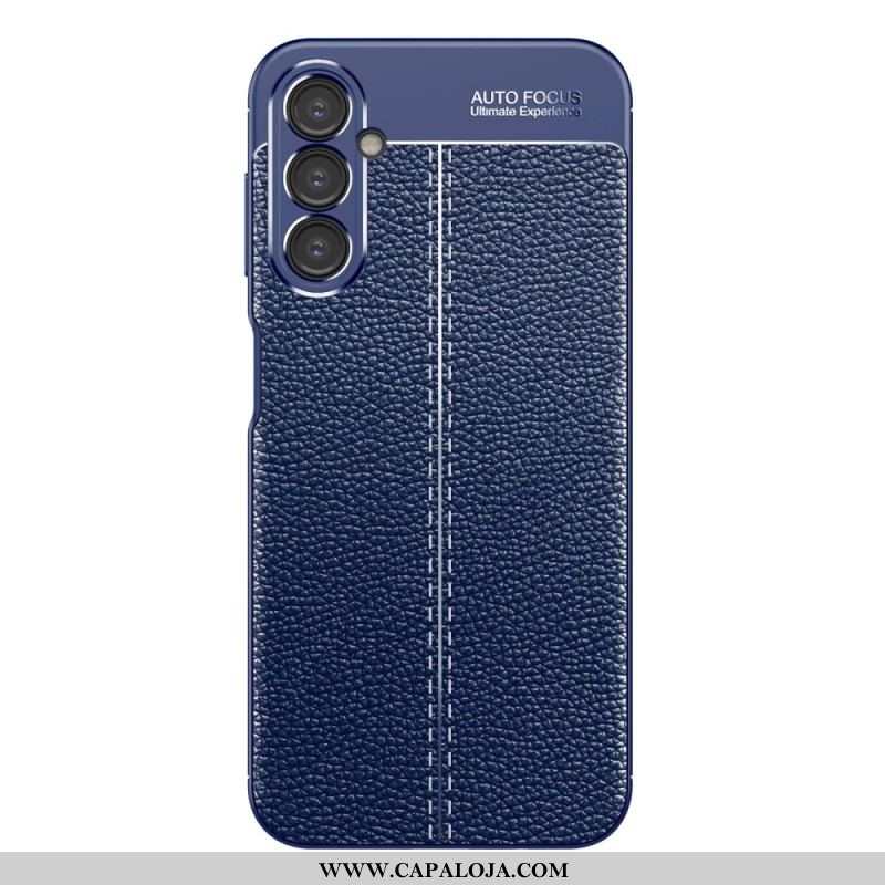 Capa Para Samsung Galaxy A14 / A14 5G Linha Dupla Efeito Couro Litchi