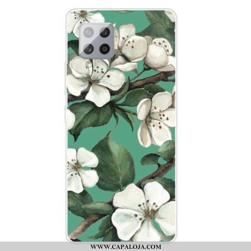 Capa Para Samsung Galaxy A42 5G Flores Brancas Pintadas