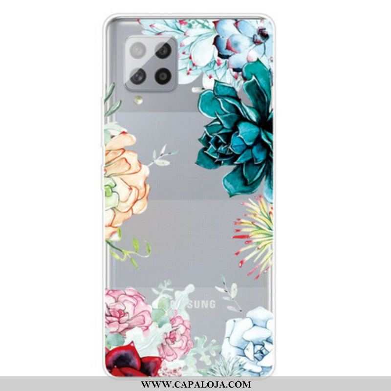 Capa Para Samsung Galaxy A42 5G Flores Em Aquarela Sem Costura