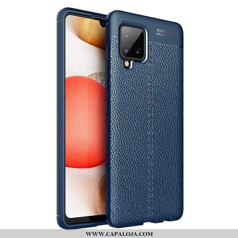 Capa Para Samsung Galaxy A42 5G Linha Dupla Efeito Couro Litchi