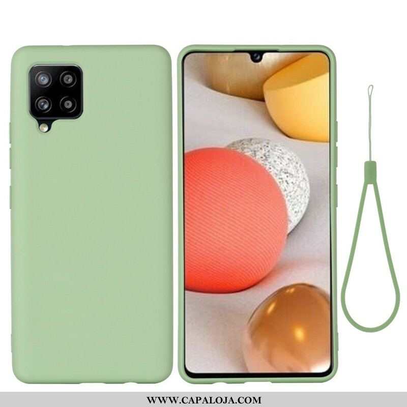 Capa Para Samsung Galaxy A42 5G Silicone Líquido Com Cordão