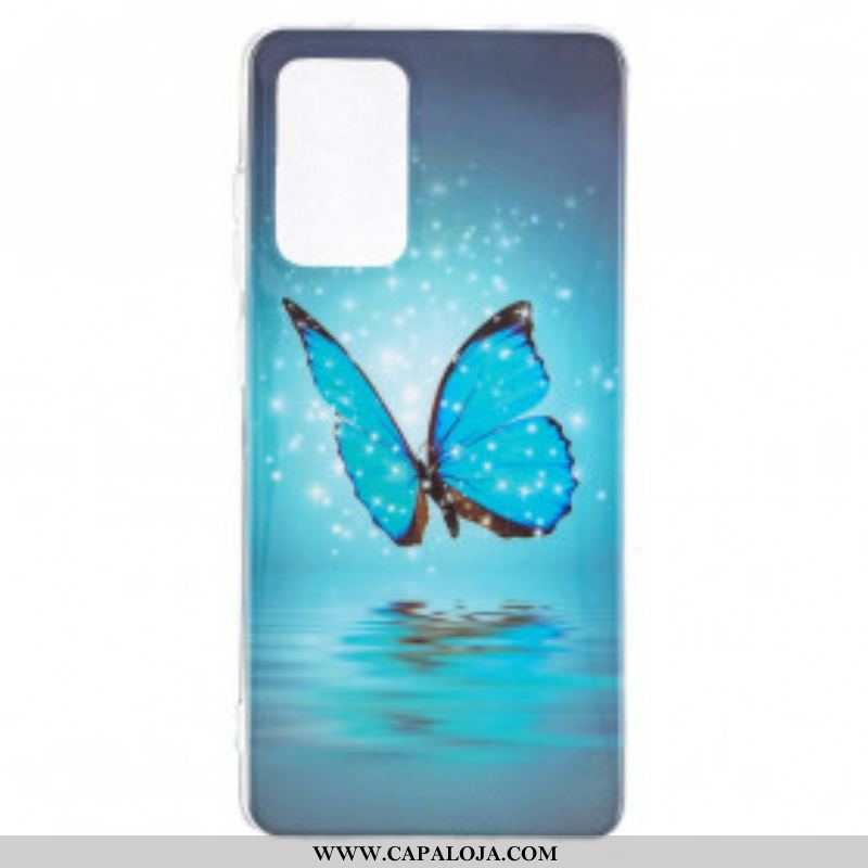 Capa Para Samsung Galaxy A52 4G / A52 5G / A52s 5G Borboleta Azul Fluorescente