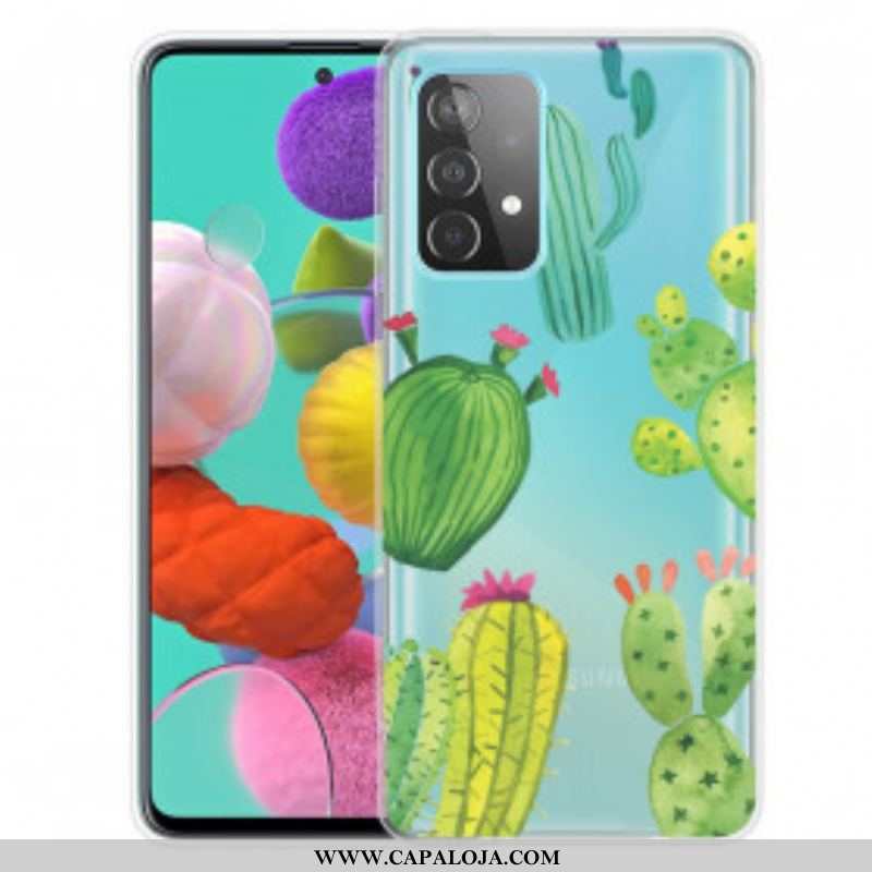 Capa Para Samsung Galaxy A52 4G / A52 5G / A52s 5G Cactos Aquarela