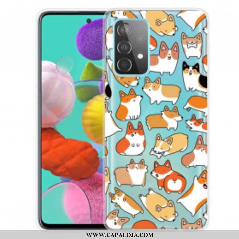 Capa Para Samsung Galaxy A52 4G / A52 5G / A52s 5G Cães Múltiplos Sem Costura