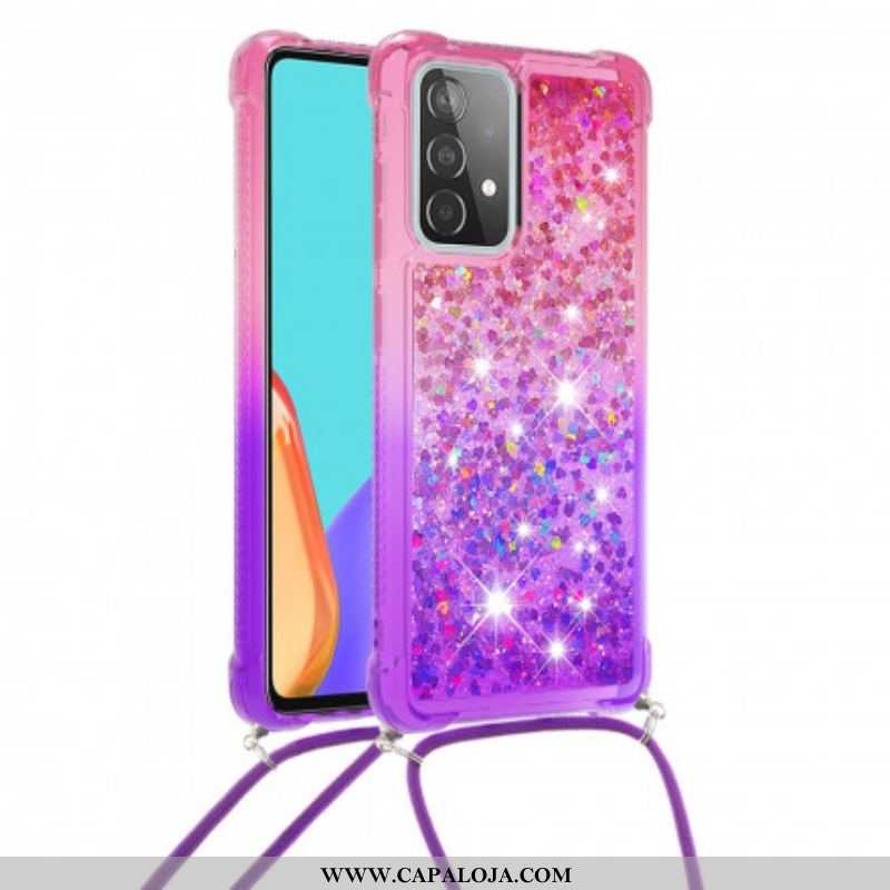 Capa Para Samsung Galaxy A52 4G / A52 5G / A52s 5G Lantejoulas E Cordão De Silicone