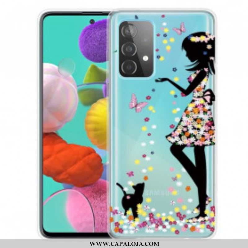 Capa Para Samsung Galaxy A52 4G / A52 5G / A52s 5G Linda Cabeça De Flor