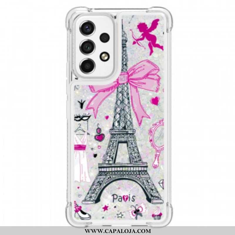 Capa Para Samsung Galaxy A53 5G As Lantejoulas Da Torre Eiffel