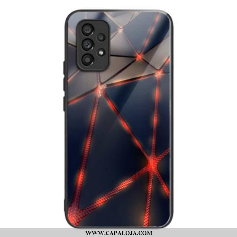 Capa Para Samsung Galaxy A53 5G Linhas Vermelhas De Vidro Temperado