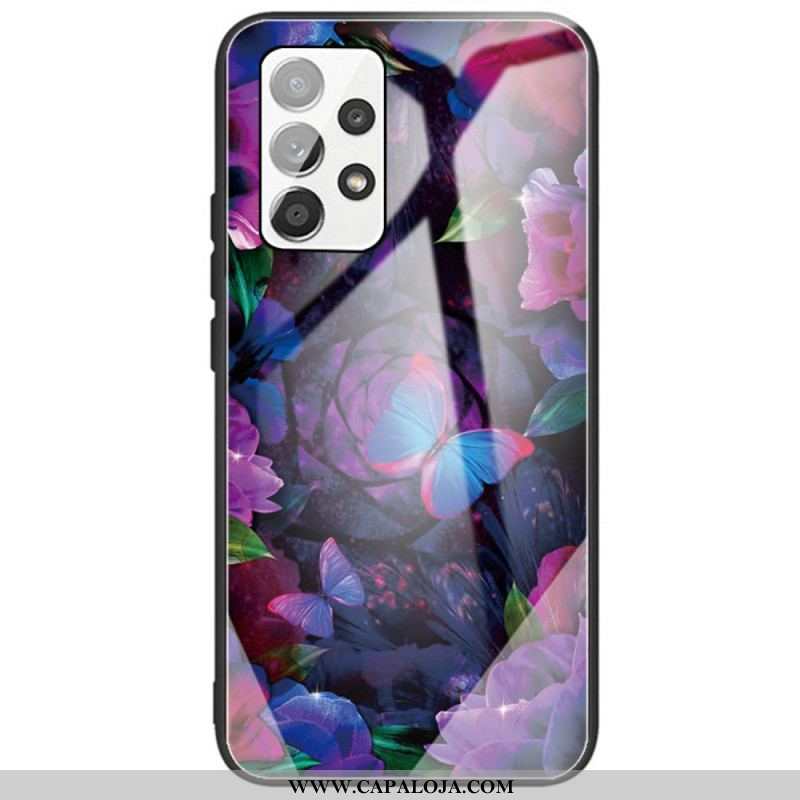 Capa Para Samsung Galaxy A53 5G Variação De Borboletas De Vidro Temperado