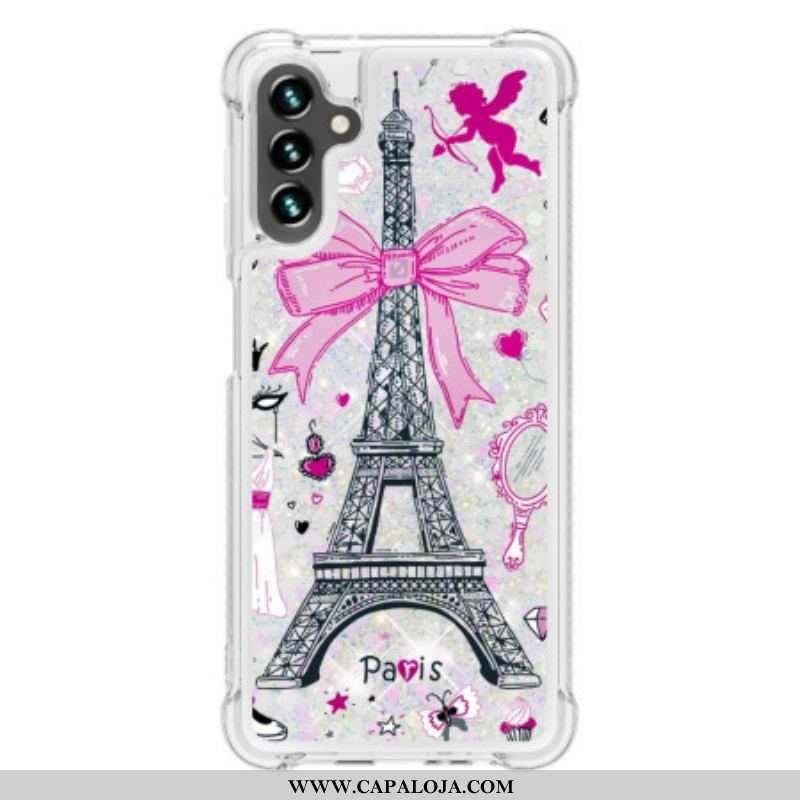 Capa Para Samsung Galaxy A54 5G Lantejoulas Torre Eiffel