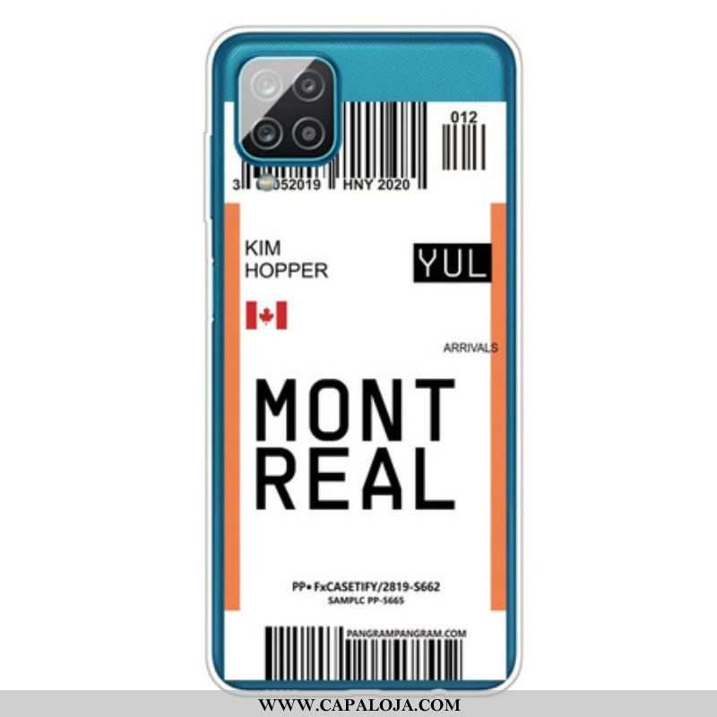 Capa Para Samsung Galaxy M12 / A12 Cartão De Embarque Para Montreal