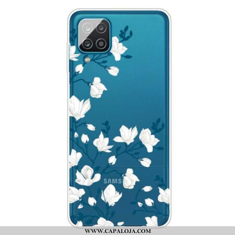 Capa Para Samsung Galaxy M12 / A12 Flores Brancas