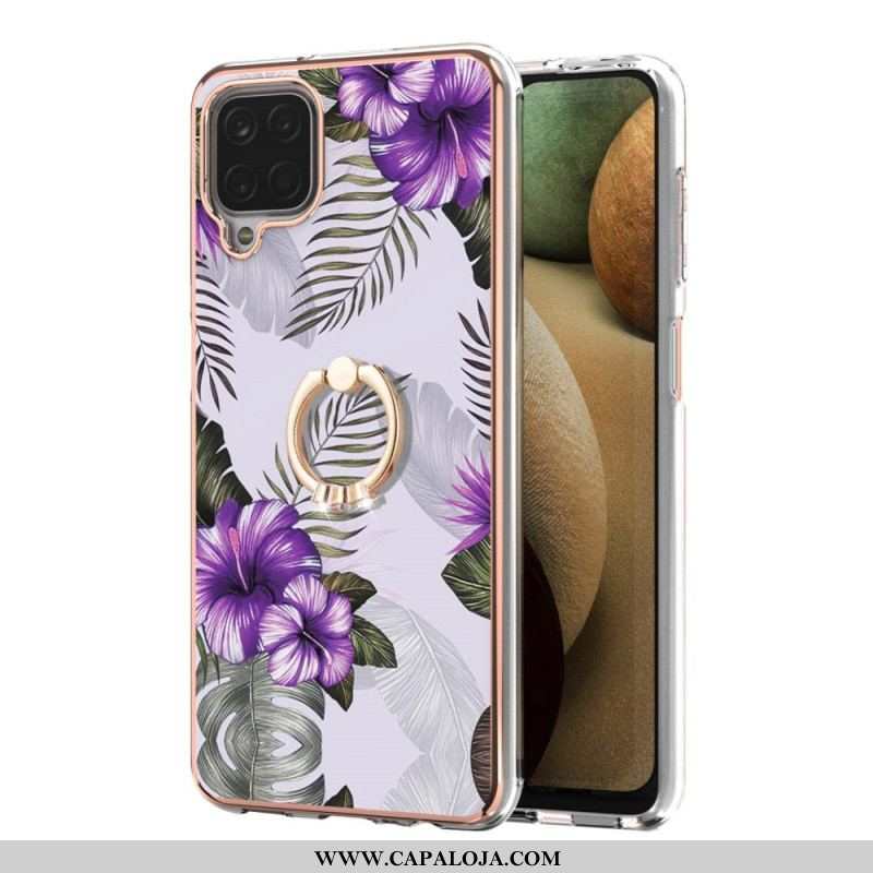 Capa Para Samsung Galaxy M12 / A12 Flores De Suporte De Anel