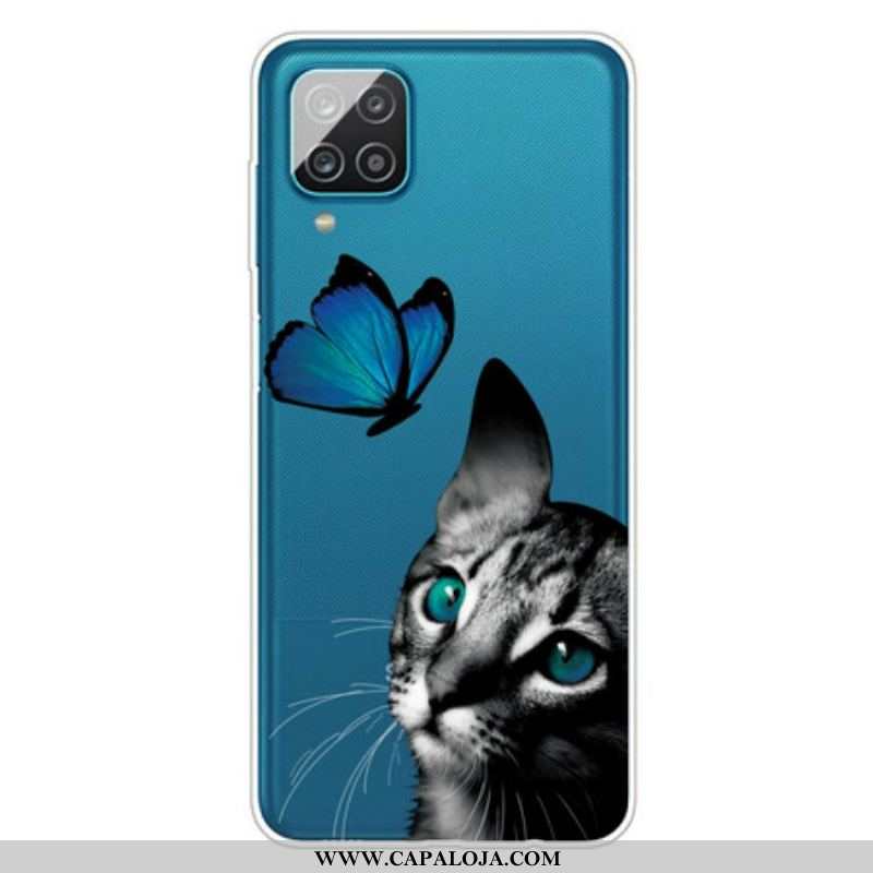 Capa Para Samsung Galaxy M12 / A12 Gato E Borboleta