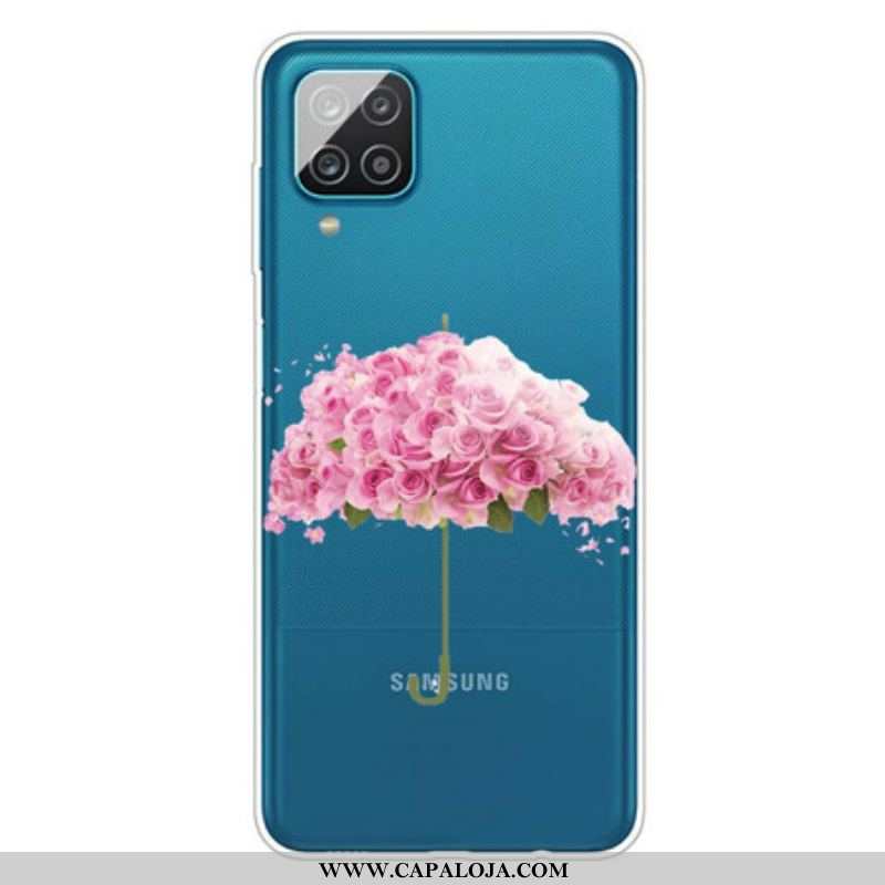 Capa Para Samsung Galaxy M12 / A12 Guarda-chuva Em Rosas