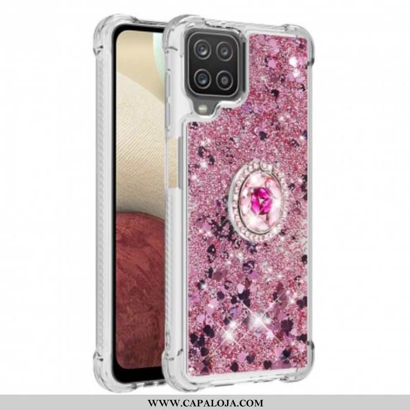 Capa Para Samsung Galaxy M12 / A12 Lantejoulas Com Suporte De Anel