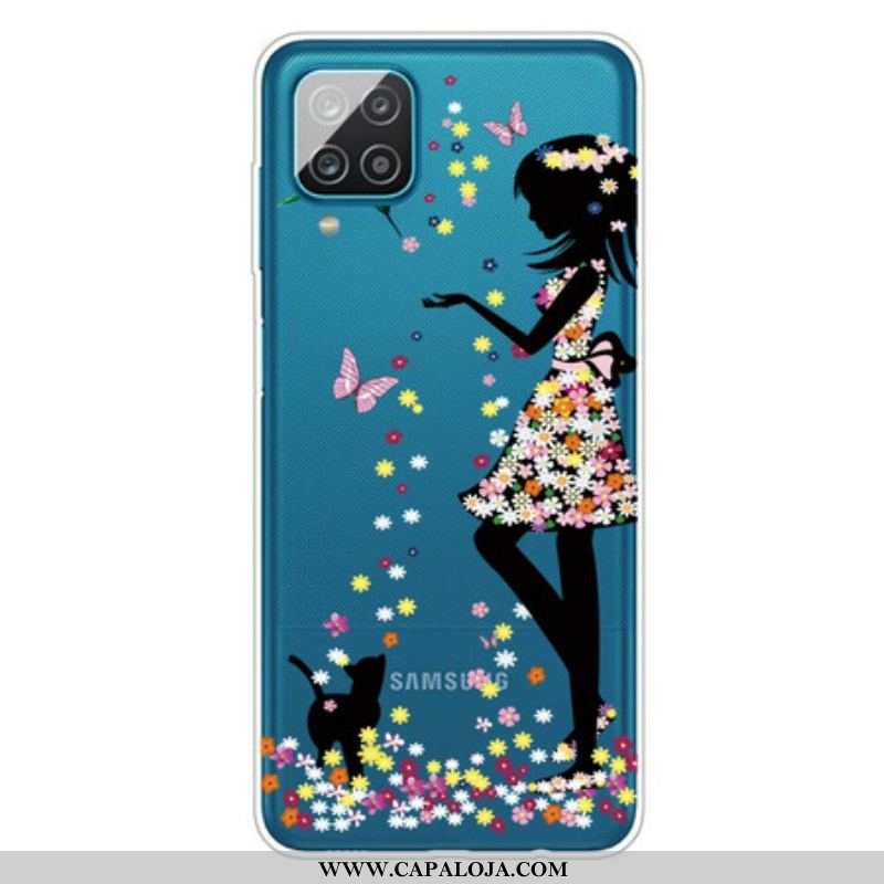 Capa Para Samsung Galaxy M12 / A12 Linda Cabeça De Flor